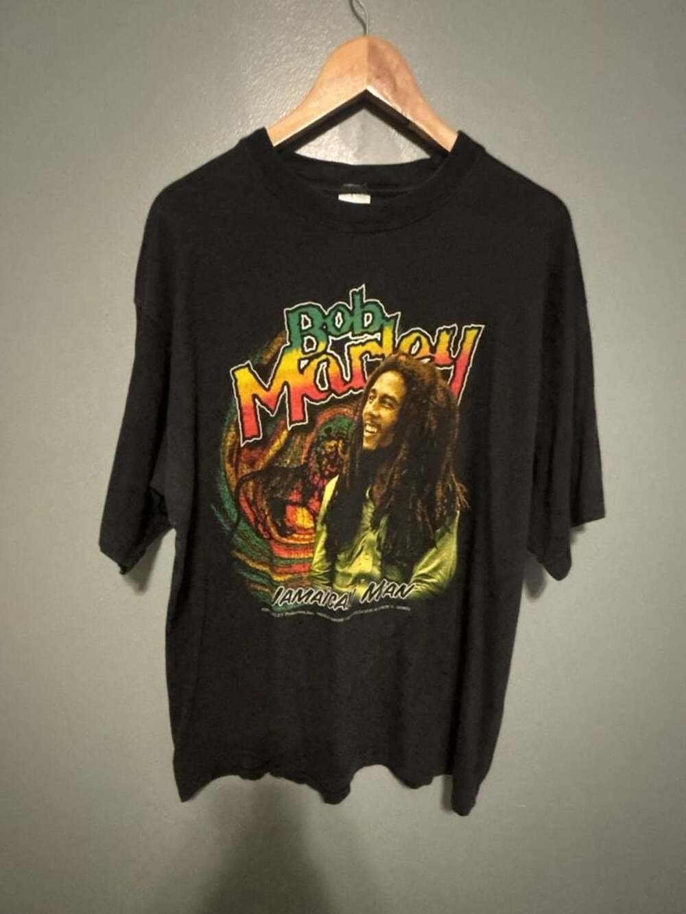Vintage 90s Bob Marley Jamaica Man Black Graphic T-Shirt XL